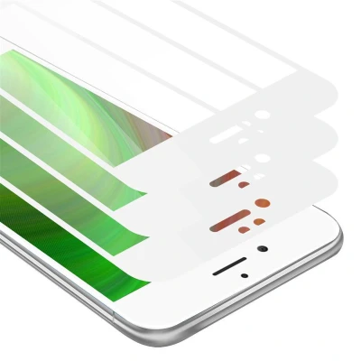 Afbeelding van Cadorabo 3x Screenprotector geschikt voor Apple iPhone 6 / 6S Volledig scherm pantserfolie Beschermfolie in TRANSPARANT met WIT Getemperd (Tempered) Display beschermend glas 9H hardheid 3D Touch