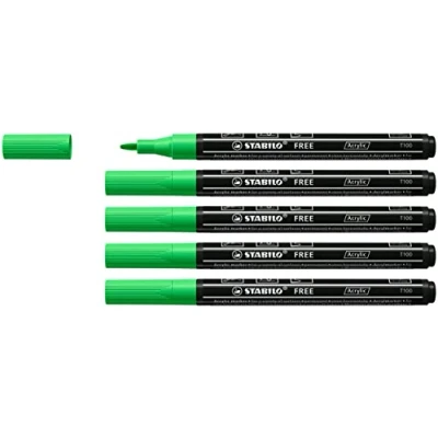 Afbeelding van STABILO FREE Acryl Marker T100 Ronde Punt 1 2 mm Taffy Roze Doos 5 stuks