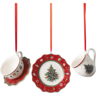 Afbeelding van Villeroy &amp; Boch Toy&#039;s Delight kersthangerset 3 delig Gebroken wit