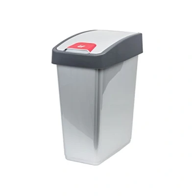 Afbeelding van Keeeper Afvalbak Met Flip Deksel 47x39x24 25 L Zwart/grijs