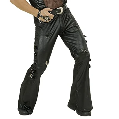 Afbeelding van Widmann Aso &amp; Biker New Kids Kostuum Zwarte Leren (Lederlook) Broek Met Sluitingen Man Zwart Large Carnavalskleding Verkleedkleding