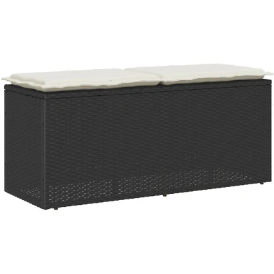 Afbeelding van Tuinbank met kussen 110x40x44 cm poly rattan zwart