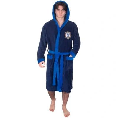 Afbeelding van Chelsea FC Fleece badjas met capuchon voor mannen Officieel Clubcadeau Donkerblauw Medium