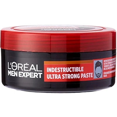 Afbeelding van L&#039;Oréal Men Expert Extreme Fix Indestructable Ultra Strong Paste, haarstylingpasta voor mannen, opvallende creatieve stijlen met maximaal 24 uur extreem sterke grip, 1 x 75 ml