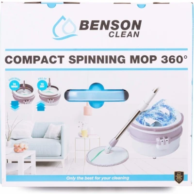 Afbeelding van Benson Mop &amp; Emmer Set Reinigingssysteem 360 Spinning Inclusief Steel