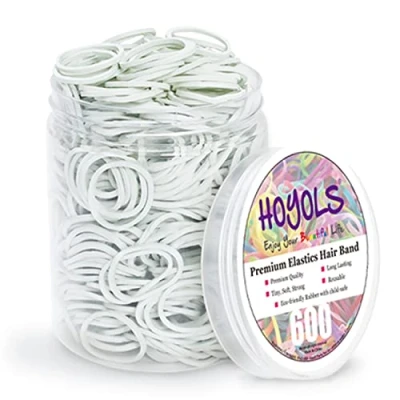 Afbeelding van HOYOLS Witte rubberen banden voor haarbanden, 3/4 inch, kleine elastische banden, paardenstaarthouders vrouwen, baby&#039;s, meisjes, kinderen, dik haar, mini, studenten, ambachten, kantoor, 600 stuks