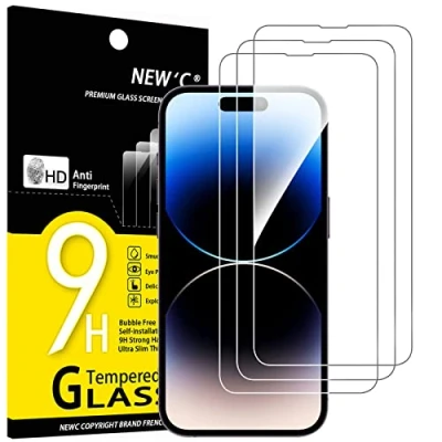 Afbeelding van NEW&#039;C 3 Stuks, Screen Protector voor iPhone 14 Pro (6,1 Inch), Gehard Glass Schermbeschermer Film 0.33 mm ultra transparant, resistent
