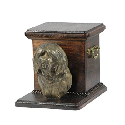 Afbeelding van Elegante urn hond voor hondenas met beeldje van Tibetaanse Terrier, Tsang Apso, Dokhi Apso