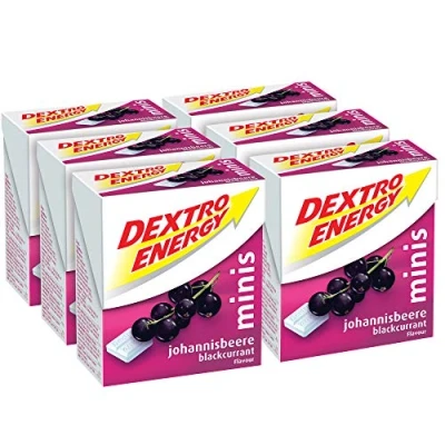 Afbeelding van Dextro Energy Minis Johannisbessen/mini druivensuiker tappeltje met snel beschikbare glucose voor onderweg/6 verpakkingen (6 x 50 g)