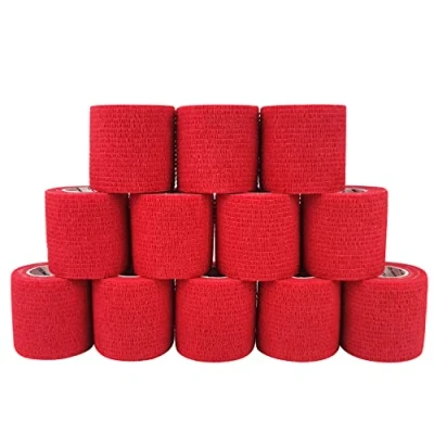 Afbeelding van COMOmed Cohesive Bandages Elastic Bandage Ankle Non Woven 5cm x 4.5m 12 Rolls Red…
