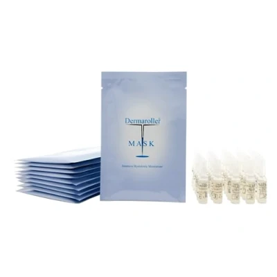 Afbeelding van Dermaroller Gezichtsverzorgingsset hyaluronzuur ampullen (30 x 1,5 ml) + gezichtsmaskers (10 stuks) verzorging voor onzuivere huid, tegen rimpels, anti aging effect