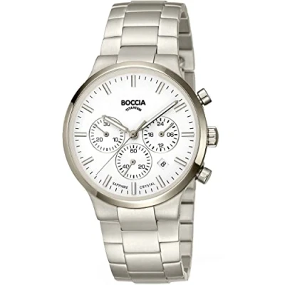 Afbeelding van Boccia 3746 01 Horloge Titanium zilverkleurig wit 39 mm