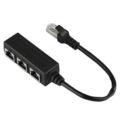 Afbeelding van RJ45 Ethernet verlengkabel, LAN netwerk splitter adapterkabel, 1 stekker naar 3 vrouwelijke poorten, overdrachtsplitter