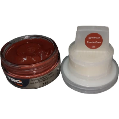 Afbeelding van TRG schoencrème met bijenwas licht bruin bijhorende spons 50 ml