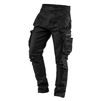 Afbeelding van NEO TOOLS werkbroek voor heren, denim/zwart, maat XS 3XL, duurzaam en universeel, met 2% elastaan, 98% katoen, zwart (denim), 3XL