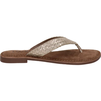 Afbeelding van Lazamani leren teenslippers goud