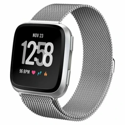 Afbeelding van Fitbit Versa 1 / 2 &amp; Lite milanese bandje Maat: Large Zilver