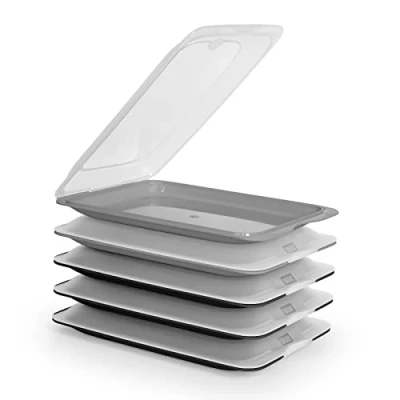 Afbeelding van PracticFood FRESH System Hoogwaardige Vleeswarendozen, Vershouddoos voor Vleeswaren. Optimale Opslag in de Koelkast (5X BlackGrey)