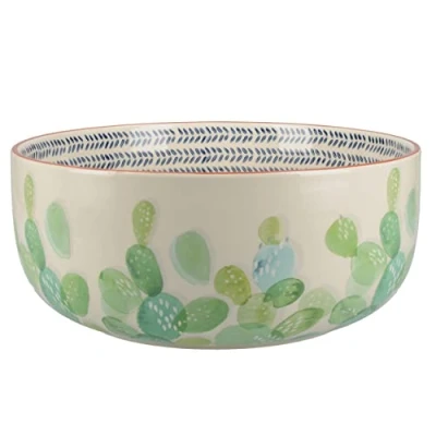 Afbeelding van Mikasa Drift slakom, grote kom van keramiek, met de hand versierde slakom/fruitschaal, keramiek crèmewit beschilderd, Ø 24 cm (9½), off/white