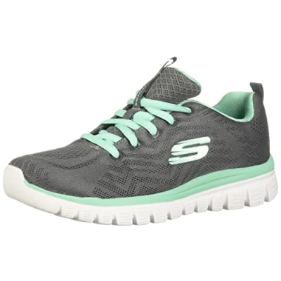 Afbeelding van Skechers Graceful Get Connected sneakers voor dames, antracietkleurige mesh groene rand, 42 EU