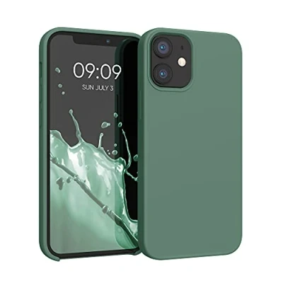 Afbeelding van kwmobile telefoonhoesje geschikt voor Apple iPhone 12 mini Hoesje met siliconen coating Smartphone case in dennengroen
