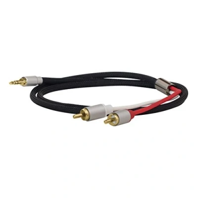 Afbeelding van Dynavox 207385 Cinch Audio Adapter [1x Jackplug male 3,5 mm 2x stekker] Zwart