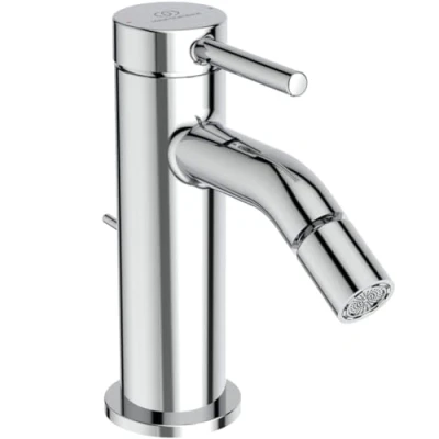 Afbeelding van Ideal Standard Ceraline, eengreepsmengkraan voor bidet, bidetarmatuur met FirmaFlow patroon, bedieningsstang en afvoergarnituur, Easyfix, verchroomd