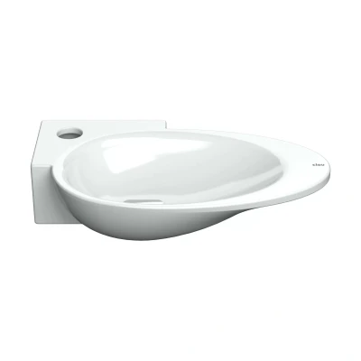 Afbeelding van Fonteinkom Clou First Links met Kranenbank en Plug 38.8x9x24.6 cm Keramiek Wit (1 kraangat)