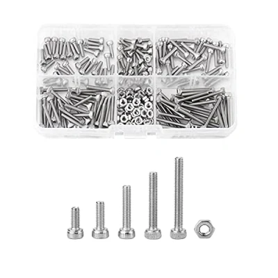 Afbeelding van Akozon M2.5 roestvrij staal SS304 zeskant stopcontact knop hoofd schroeven en moeren Assrotment Set van 210st