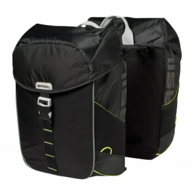 Afbeelding van Dubbele fietstas Miles Double bag 32L Black lime