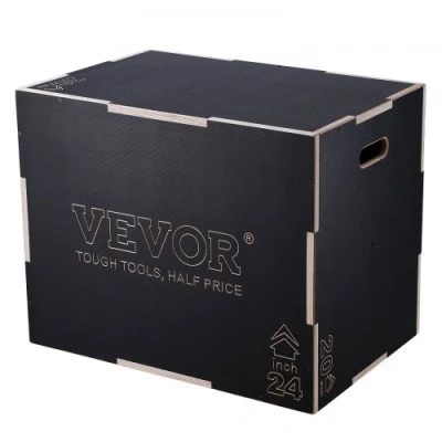 Afbeelding van VEVOR 3 in 1 plyometrische springbox, houten plyo box, platform en springende behendigheidsdoos, antislip fitnessoefening, Step Up Box voor thuissportschool, conditionering krachttraining, 76 x 60