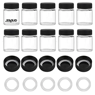 Afbeelding van SAGUD 10 pcs Airbrush Flaschen 2/3 oz 20cc Kunststoff Deckel Kit und zusätzliche 5pcs O Ringe, Farbe Lagertank für Pigmente farbige TinteAirbrush Gläser…