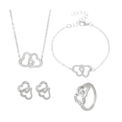 Afbeelding van FDEETY Sieradenset voor dames, halsketting en oorbellen, armband ringenset met kristallen hangers, bruiloft, bruid, sieradenset, rond, zirkonia, kristallen, sieraden dames meisjes,
