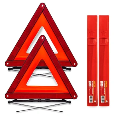 Afbeelding van GADLANE Waarschuwingsdriehoek voor de auto, met opbergdoos, reflecterend, opvouwbaar, ECE gecertificeerd, ongevallen en pech, set van 2