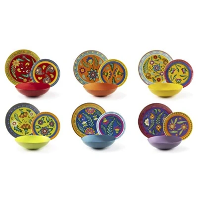 Afbeelding van Excelsa Tafelservies 18 stuks Gipsy Soul, porselein en keramiek
