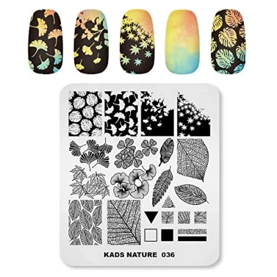 Afbeelding van KADS Nail Template Natuur Stempelen Plaat Art Diy Esdoornblad Ginkgo blad Image Manicure Tool (NA036)