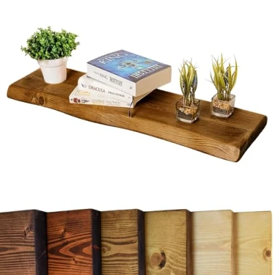 Afbeelding van Waney/Live Edge Chunky rustieke zwevende plank 9x2, Tudor eiken, 40cm