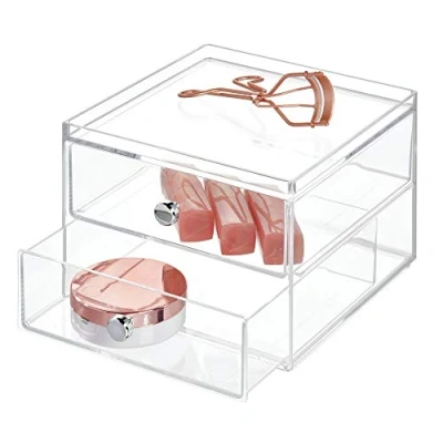 Afbeelding van Opbergbox iDesign Drawers met 2 Laden Transparant (16,4 x 17,7 12,5 cm)