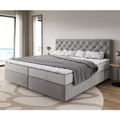 Afbeelding van DELIFE Boxspring bed Dream Great Microvezel grijs 200x200 cm met pocketveringmatras en visco topper