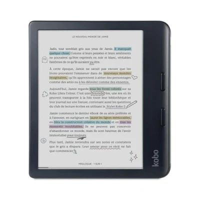 Afbeelding van Kobo Libra Colour eReader 17,8 cm (7 inch) E Ink Kaleido ™ 3 Display Instelbare kleurtemperatuur en helderheid Blauw licht reductie eBooks AudioBooks 32 GB geheugen Waterdicht Zwart