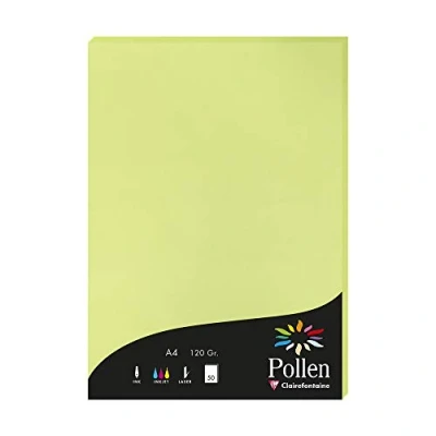 Afbeelding van Clairefontaine Ref 44205C Stuifmeel gekleurd papier (Pack van 50 vellen) A4 (210 x 297mm), 120gsm papier, inkjet &amp; laser printer compatibel, zuurvrij blad knop groen