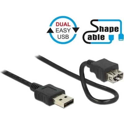 Afbeelding van Easy USB naar vormbare verlengkabel USB2.0 tot 0,5A / zwart 1 meter