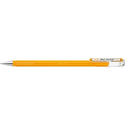 Afbeelding van Pentel K110 VF2X Mattehop Gel rollerball met hoog dekkende inkt in matte afwerking, model dop, 1 stuk, geel oranje