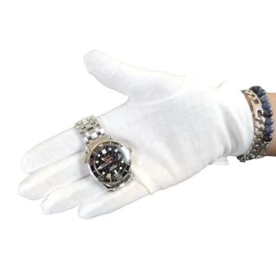 Afbeelding van KD89 Heli katoenen handschoenen, Wit, voor horloges, sieraden, handling van sieraden en verzamelaars, professionals of hobbyhorlogemakers, L