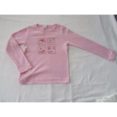 Afbeelding van petit bateau , meisje, t shirt lange mouw rose 6jaar 114