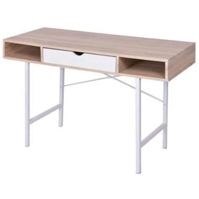 Afbeelding van bureau met 1 lade eiken en wit
