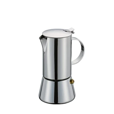 Afbeelding van Cilio AIDA Espressomaker 4 kopjes, gepolijst roestvrij staal, geschikt voor alle warmtebronnen, ook inductie, diameter 9 cm, hoogte 17,5 Italiaans koffiezetapparaat, cafetera