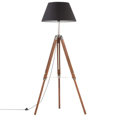 Afbeelding van Vloerlamp driepoot 141 cm massief teakhout honingbruin en zwart