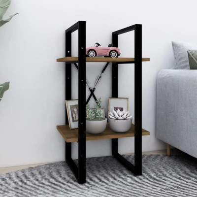 Afbeelding van Boekenkast 2 laags 40x30x70 cm bewerkt hout bruin eikenkleur