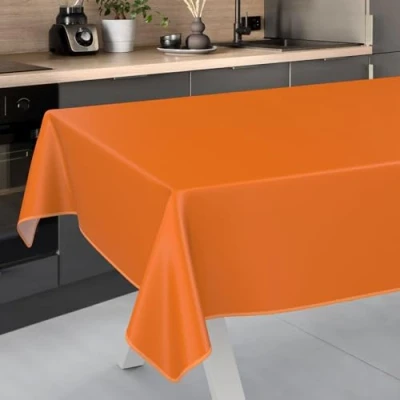 Afbeelding van ANRO Afwasbaar tafelzeil, tuintafelkleed, voor binnen en buiten, 200 x 140 cm, met zoom, oranje